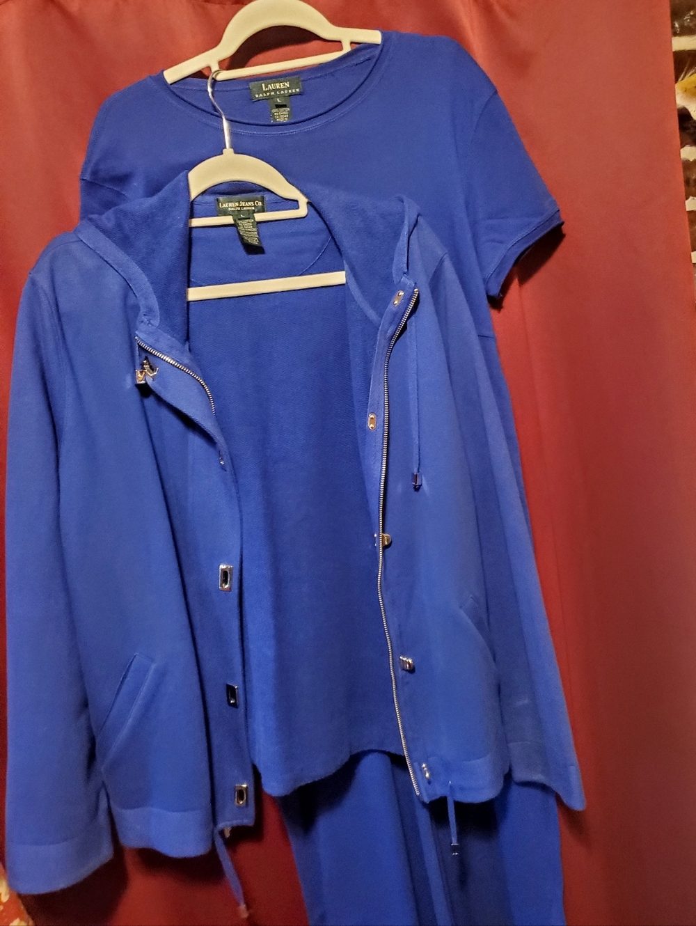 Lauren Ralph Lauren Blue Hooded Zip Jacket & Maxi Dress Set
